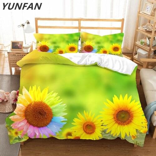 Sunflower 3D Bedding sets twin full queen king Quilt Cover Pillow Case 3pcs single double duvet cover sets colours bedclothes