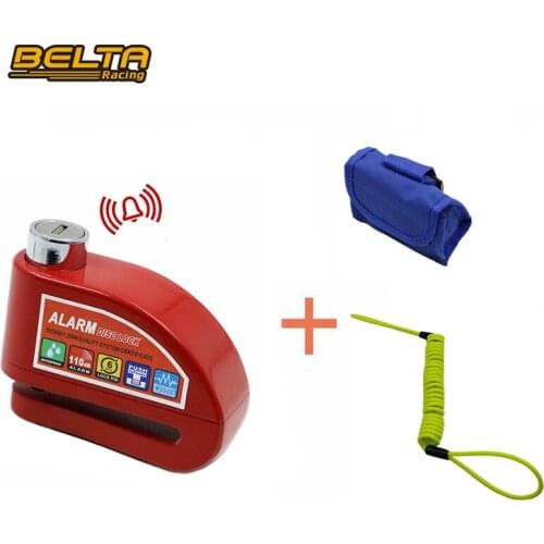 Red Motorcycle Scooter Bicycle Security Anti-Theft Disc Alarm Lock With Black Bag And Green Reminder Cable KSS-L101 RD series