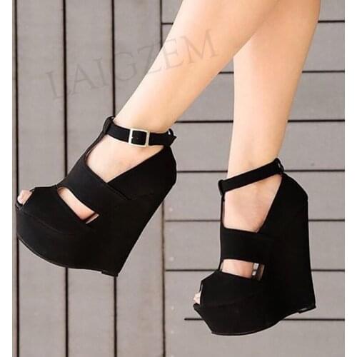 LAIGZEM Women Platform Wedges Sandals Open Toe Ladies High Heels 2021 Summer Pumps Shoes Woman Sandale Femme Big Size 44 50 52