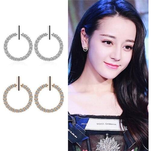 Minimalist Round Circle Stud Earring Trendy Simple Rhinestone Earrings For Women Jewelry Bijoux Brinco Boucle D'oreille