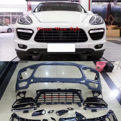 For 958 PP Unpainted front bumper GTS Front Rear lip Splitter diffuser Rear eyebrow Car body kit for Porsche Cayenne 958 GTS 11
