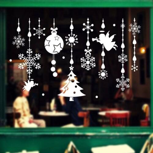 New Year Christmas Snowflake Wall Sticker Home Shop Windows Decals Decor Christmas Decorations For Home