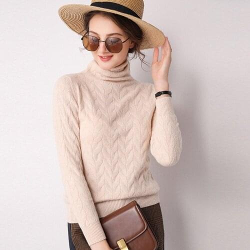 New Trend Pile Pile Collar Wool Sweater Womens Wool Knitted Bottoming Cashmere Sweater High Collar Autumn and Winter