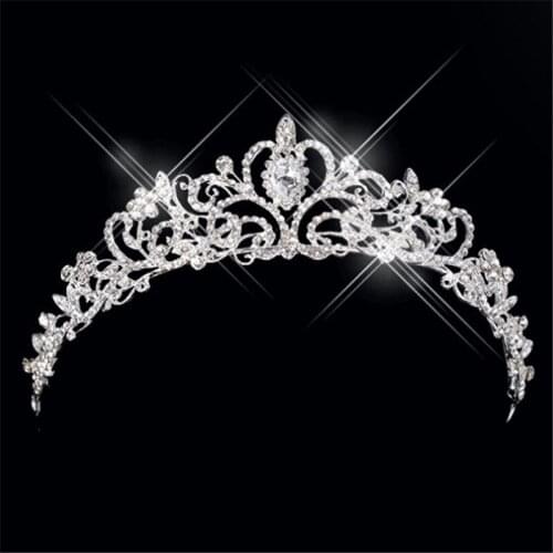 Charm Bride Crown Tiara Silver Color Hair Jewelry Queen King Crown Luxury Crystal Tiaras And Crowns Wedding Hair Accessories