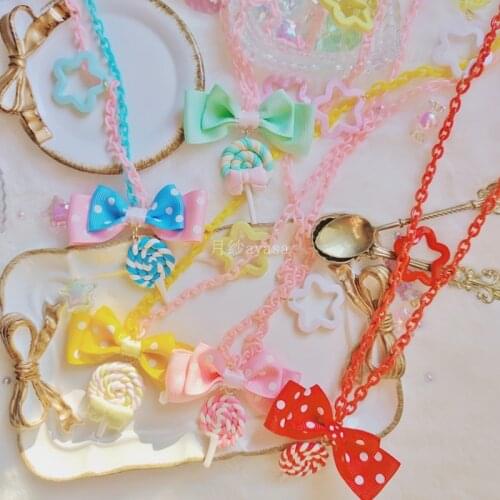Lolita original sweet lollipop necklace cute Harajuku Japanese Lolita soft girl hand-made