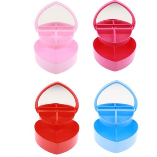 Heart Shape Plastic Jewelry Box Trinket Necklace Bracelet Rings Holder Case
