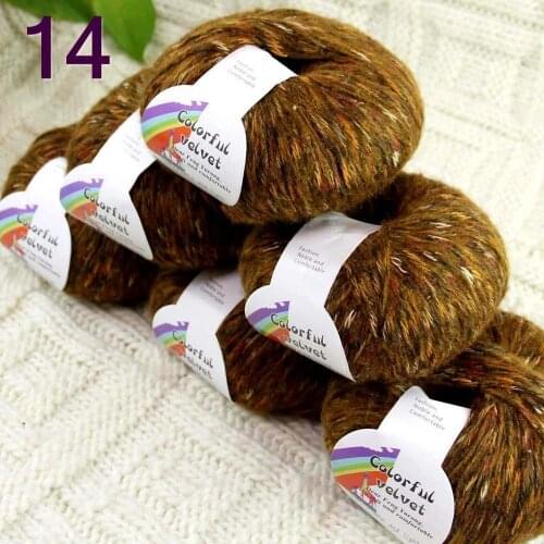 Sale of colorful 6ballsX50g thread camel hair color broken dyed line knitted scarf coat line mohair wool Colorful Mocha 14