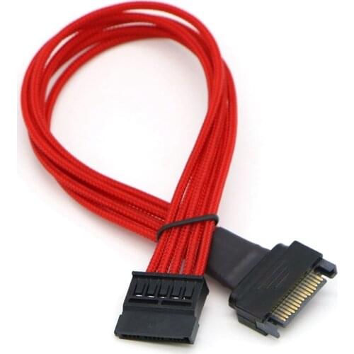 Muticolor Color Single Sleeved Sata 15Pin Male to Female Power Extension Cable
