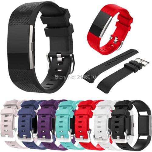 Luxury Sports Silicone Watch Band Strap Replacement Bracelet For Fitbit Charge 2 Small Large