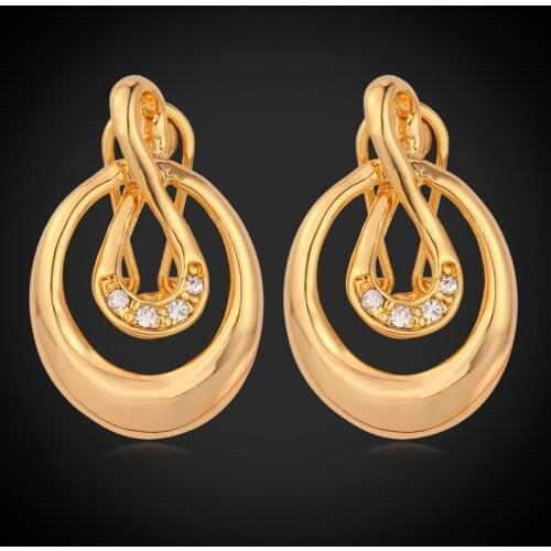 Kpop Stud Earrings For Women Vintage Crystal Earring Rhinestone yellow Gold/Silver Color Jewelry New Trendy Earrings E105