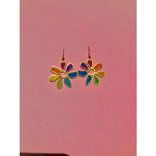 Rainbow Flower Power Resin Earrings