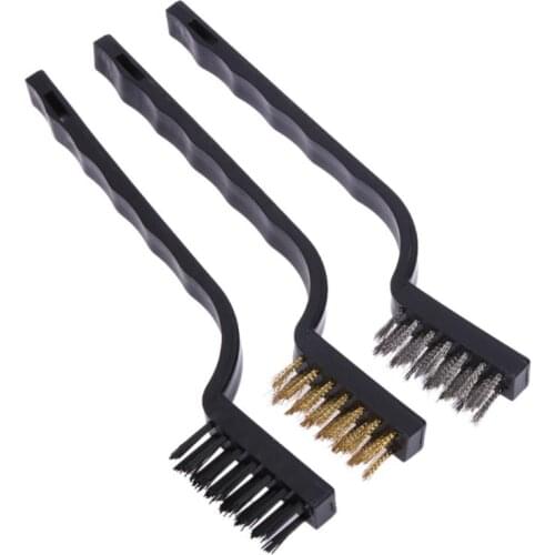 3pcs Metal Cleaning Brush Polishing Wire Brush Plastic Handle Wire Brushes Stainless Steel Brass Cleaning Tool Remove Rust Paint