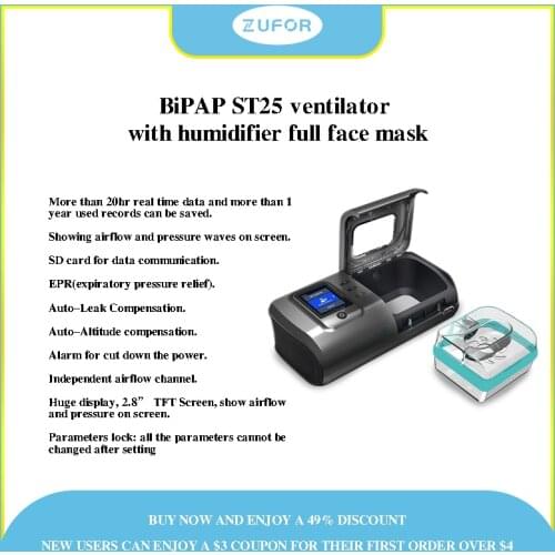 BiPAP ST25 ventilator With Humidifier Full face mask;for sleep apnea and snore peoples; Respirator health care Medical Devices