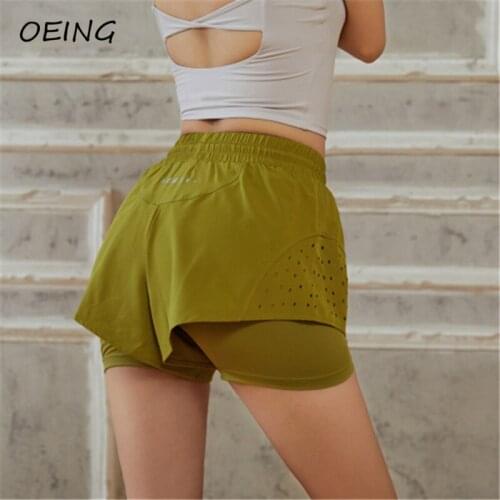 Women Workout Shorts Running Fake Two Piece Fitness Gym Clothes Floral Print