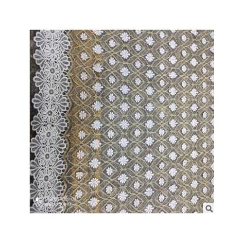 Gold and white embroidery full-width water-soluble lace fabric two-color net yarn embroidery diy accessories