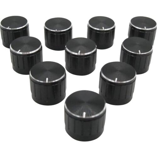 10pcs Volume Control Rotary Knobs Black For 6mm Dia. Knurled Shaft Potentiometer Audio amplifier knob Diameter 15MM / high 17MM