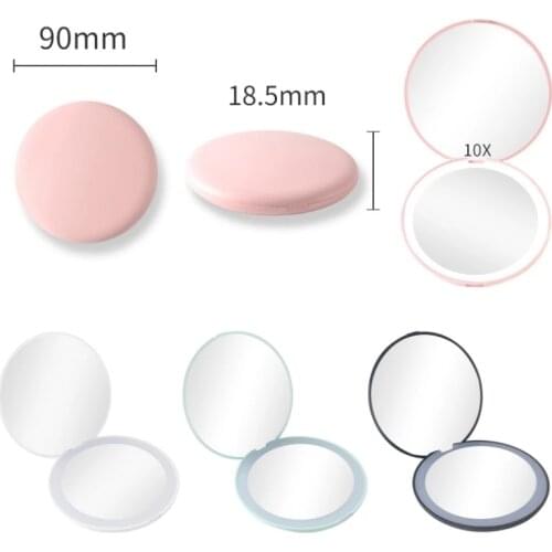 10x HD Magnifier Cosmetic Mirror LED Makeup Mirror With Light Abs Material Portable Foldable Compact Pocket Mirrors