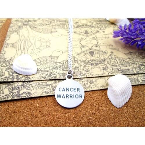 3pcs/lot Fashion stainless steel necklace "cancer warrior" Charms necklace Jewelry Gift more style for choosing