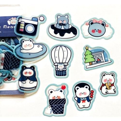 40 pcs/Pack Salt Blue Milk Bear Journey Decorative Stickers DIY Kids Story Book Stickers