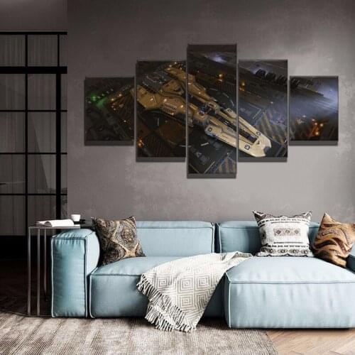 5 Pieces EliteDangerous Sci-fi Games Spacecraft Poster Canvas Paintings for Home Decor-Unframed
