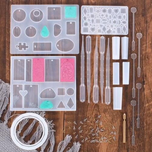 69Pcs Jewelry Making Tools Set Pendant Silicone Molds Screw Eye Pins Plastic Dropper Spoon DIY Necklace Bracelet Casting