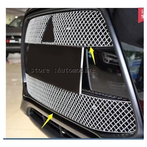 CAR 2PCS Stainless steel Car front bumper Mesh Grille Around Trim Racing Grills Fit For Mitsubishi ASX 2013 2014 2015