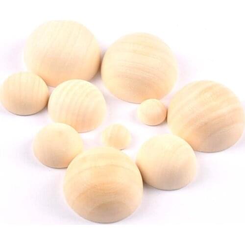 Natural Wood Half-faced Ball Eco-Friendly Wooden Beads For DIY Jewelry Making Unfinished Accessories 15-45MM MT2684