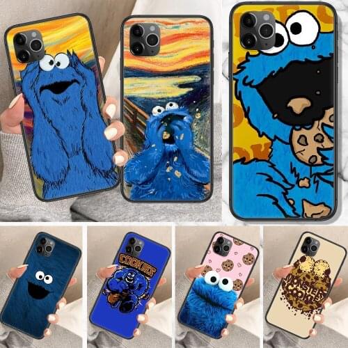 COOKIE MONSTER Phone Case For iphone 5 5S SE 2 6 6S 7 8 11 12 Mini Plus X XS XR Pro Max black luxury back 3D cover fashion shell