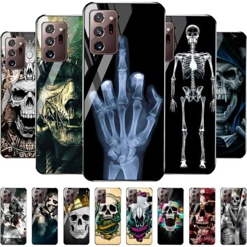 For Samsung S21 Case Skeleton Skull Glass Case For Samsung S21 Ultra S20 FE S10 Plus S8 S9 S10e Note 20 Cover S 20 S21Plus Funda