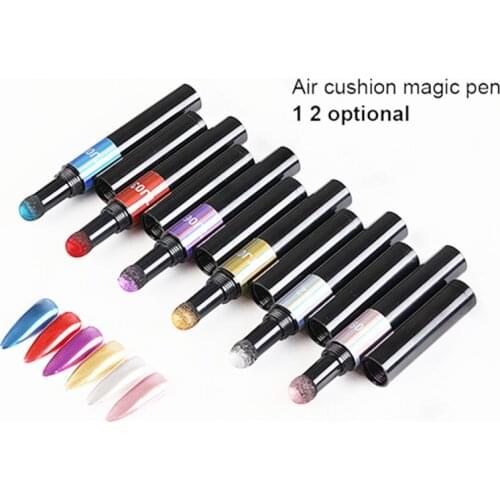 Nail Art Glitter Magic Mirror Pen Nail Powder Air Cushion Pen Holographic Laser Solid Chrome Pigments UV Gel Manicure Chalk Tool