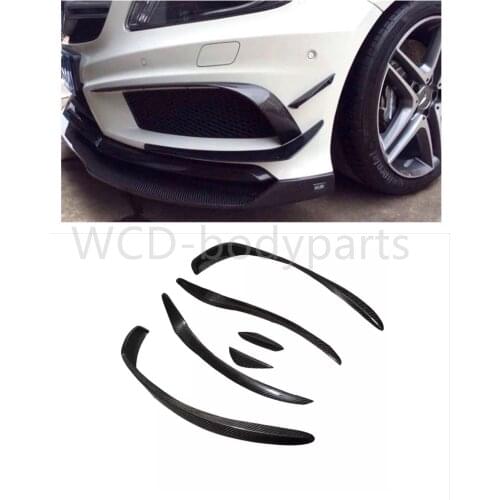 For Mercedes-benz A class 2013-2015 Sport Edition AMG A160 A180 A45 6pcs/Set Carbon Fiber W176 Front Bumper Canards Spliter
