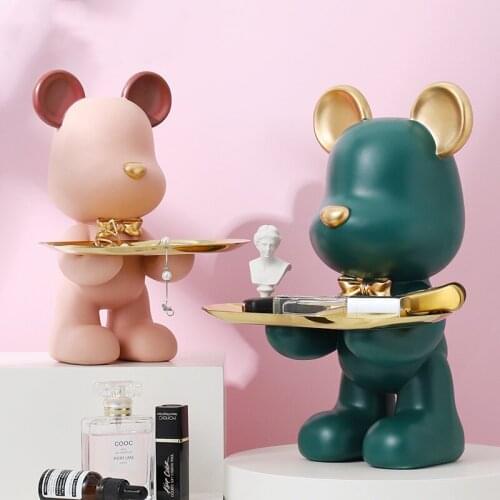 Home Decor Nordic Modern Simple Resin Violence Bear Tray Decoration Living Room Porch Key Jewelry Candy Storage Plate