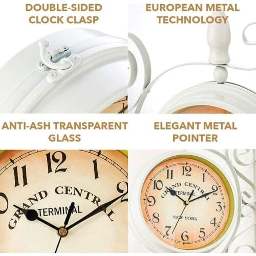 Double-sided Wall Mount Clock Durable European Style Innovative Practical