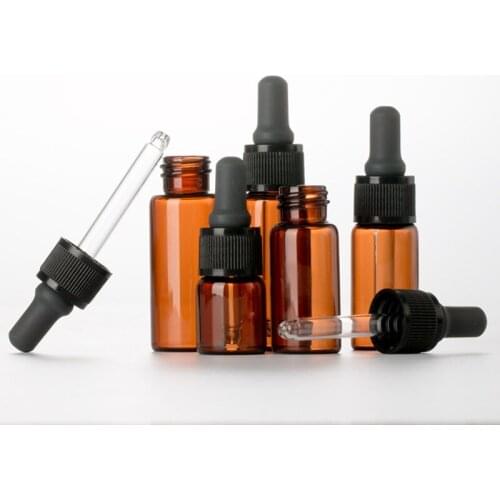 5ML-100MLDropper Bottle Amber essential oil Glass Aromatherapy Liquid Brown 5-50ml Drop for massage Pipette Bottles Refillable