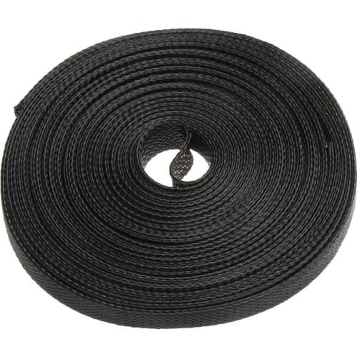 10MM Diameter Black Insulation Braided Sleeve Tight PET Expandable 10M Cable Sleeves Wire Gland Protection