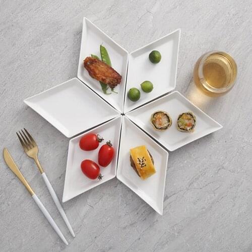 Nordic Geometric Rhombus Ceramic Combination Dinner Plate Creative Breakfast Plate Storage Tray Western Tableware Plate C201