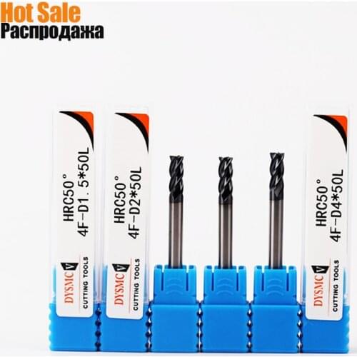 Big discounts 1 pc Milling Cutter HRC50 4 Flute 1mm 1.5mm 2mm 2.5mm 3mm 4mm Alloy Milling Tungsten Steel Milling Cutter End Mill