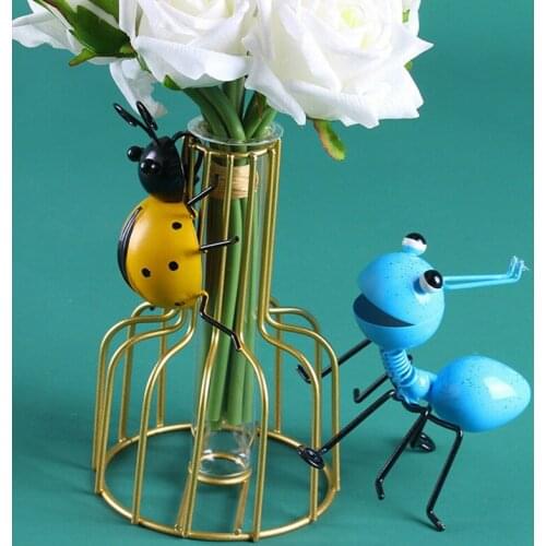 Red/Green/Blue/Yellow Creative 3D Garden Decoration Wrought Iron Ant Ornaments Wall Hanging Home Decoration Crafts Ornament