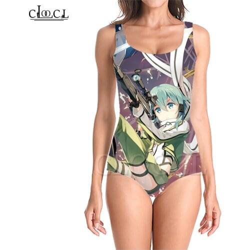 CLOOCL Japanese Anime Sword Art Online 3D Print Womens Sleeveless Sexy Swimsuit Summer Beach Swimwear One-piece