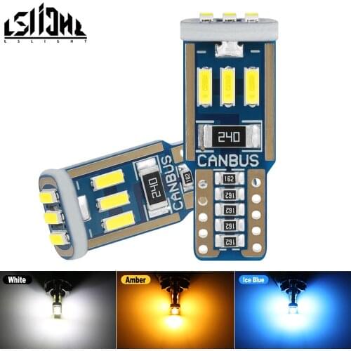 2x CANBUS T10 W5W LED 4014-9SMD Interior Reading Dome Light Bulbs 168 194 Auto Car License Plate Lamp 12V White Amber Ice Blue