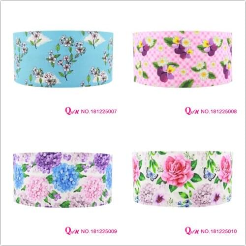 Q&N ribbon 16mm 22mm 25mm 38mm 50mm 75mm flower cartoon printed grosgrain/FOE ribbon Wedding Accessories DIY handmade material