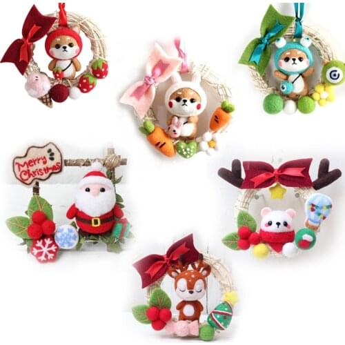 Nonvor Wool Felting Kit Christmas Romance Animal Gifts Handmade Pets Toy Wool Felts Needle Poked Package Kitting DIY Creative