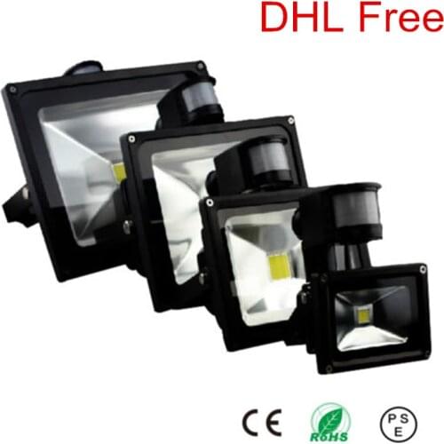 PIR Motion Sensor Detective LED Flood light 10W 20W 30W 50W Outdoor Garden Security Floodlight Spot Light 6pcs/lot,DHL Free