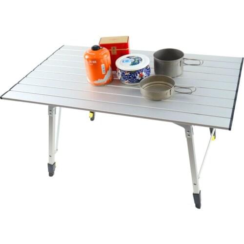 Portable Folding Camping Table Adjustable Outdoor Canopy Cooking Fold Out Desk Board Picnic Small Lightweight Metal Camping Fold