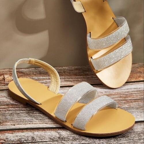 Plus Size 36-42 Summer Women Sandals Concise Style Elastic Band Beach Shoes Women Gladiator Flat Sandals Shoes Women