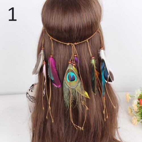 Indian Feather Headband Adjustable Headdress Festival Boho Hairband Women Girl Hair Accessories LL@17