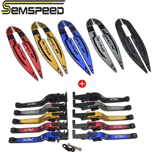 SEMSPEED 2021 PCX Footrest Foot Pedals Rubber Pads Plate Brakes Clutch Lever with Parking Function For Honda PCX 125 PCX160 2021