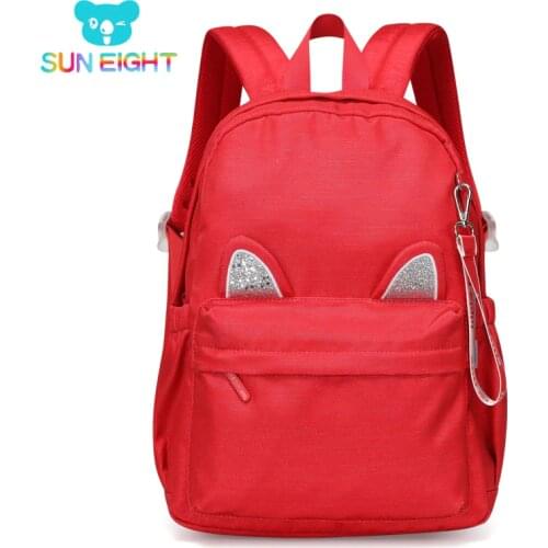 SUN EIGHT Girls Backpack Cat Ears Cute Kids Casual Daypacks Easy to Clean School Bag Lightweight