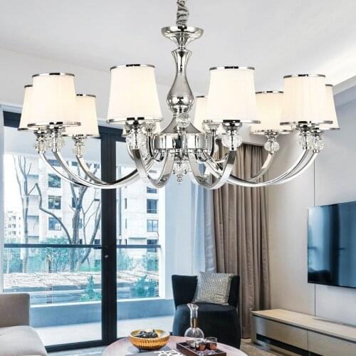 Modern electroplating crystal chandelier e14 led lighting fixture suitable for living room bedroom dining silver/gold chandelier