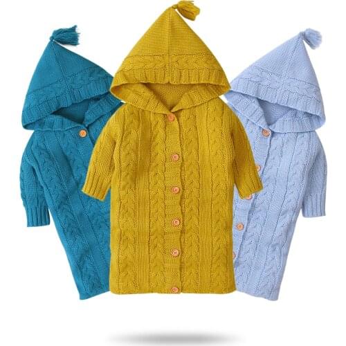 Newborn Baby Sleeping Bag Thick Knitted Warm Blanket Envelope Infatil bebes Swaddle Wrap Bed Basket Baby Car Bag 0-6M